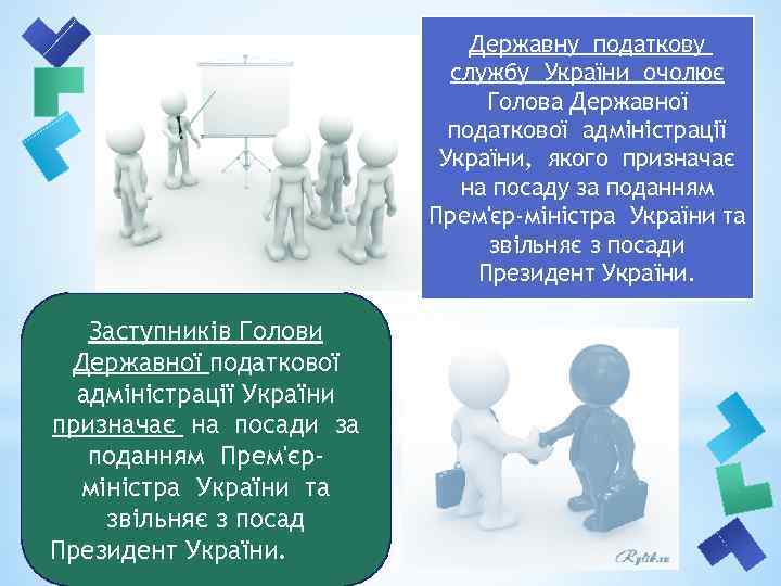 Державну податкову службу України очолює Голова Державної податкової адміністрації України, якого призначає на посаду