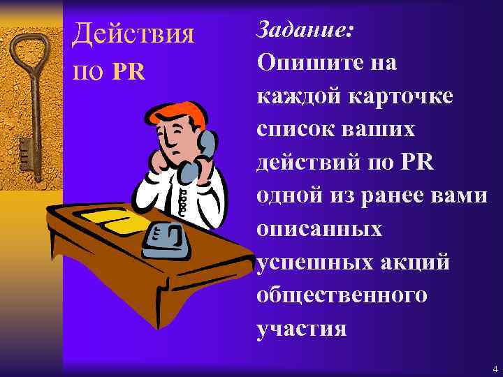 Действия по PR Задание: Опишите на каждой карточке список ваших действий по PR одной