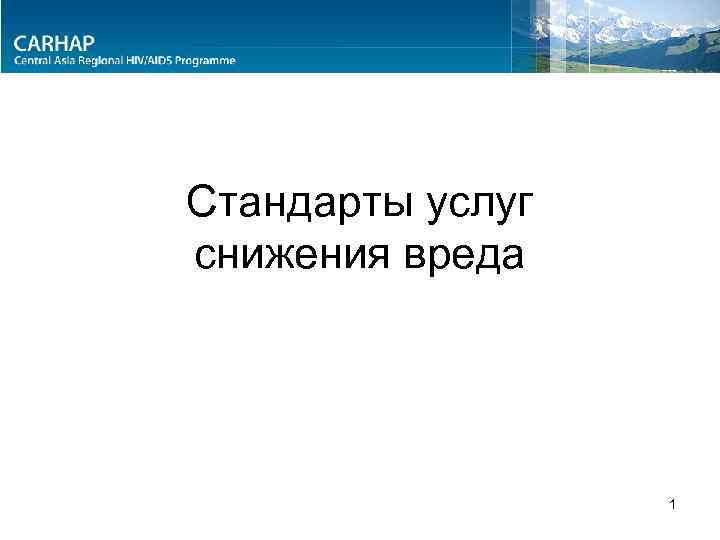 Стандарты услуг снижения вреда 1 