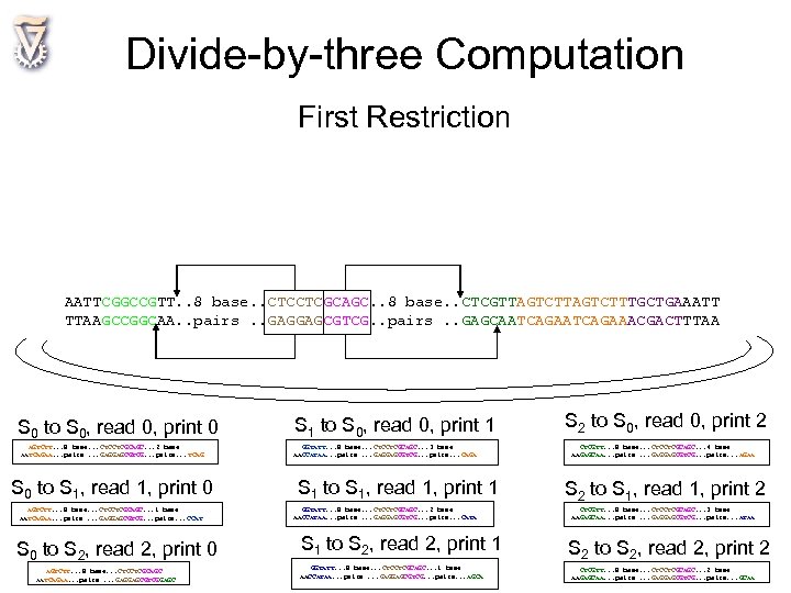 Divide-by-three Computation First Restriction AATTCGGCCGTT. . 8 base. . CTCCTCGCAGC. . 8 base. .