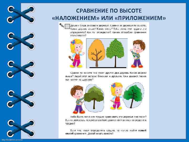 СРАВНЕНИЕ ПО ВЫСОТЕ «НАЛОЖЕНИЕМ» ИЛИ «ПРИЛОЖЕНИЕМ» http: //linda 6035. ucoz. ru/ 