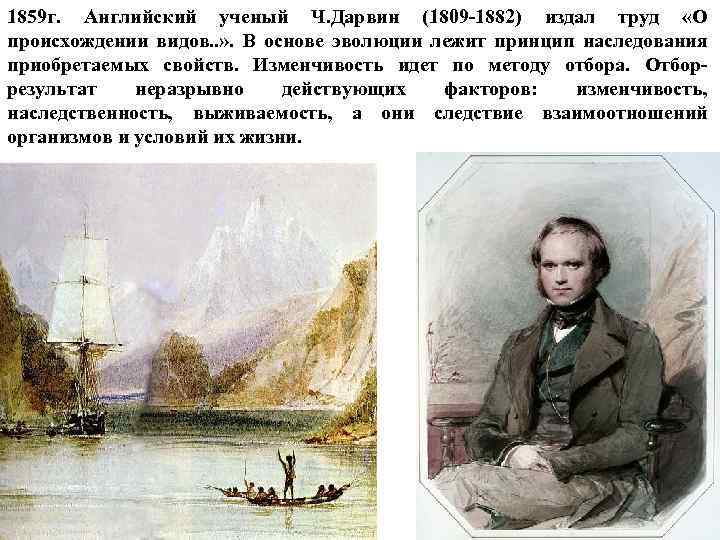 1859 г. Английский ученый Ч. Дарвин (1809 -1882) издал труд «О происхождении видов. .