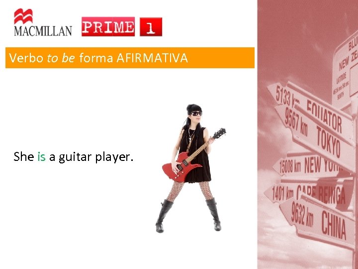Verbo to be forma AFIRMATIVA She is a guitar player. is 