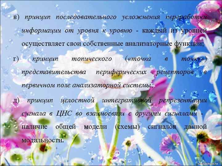 в) принцип последовательного усложнения переработки информации от уровня к уровню - каждый из уровней