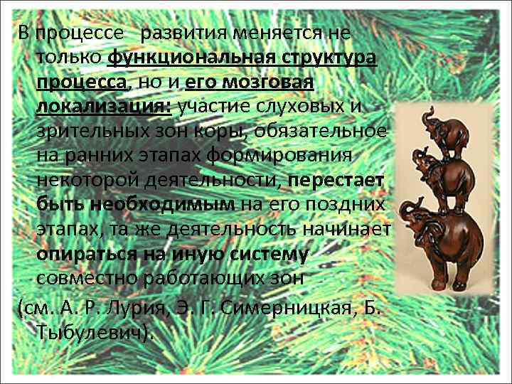 В процессе развития меняется не только функциональная структура процесса, но и его мозговая локализация: