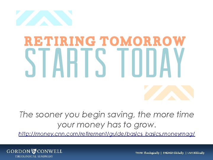 The sooner you begin saving, the more time your money has to grow. http: