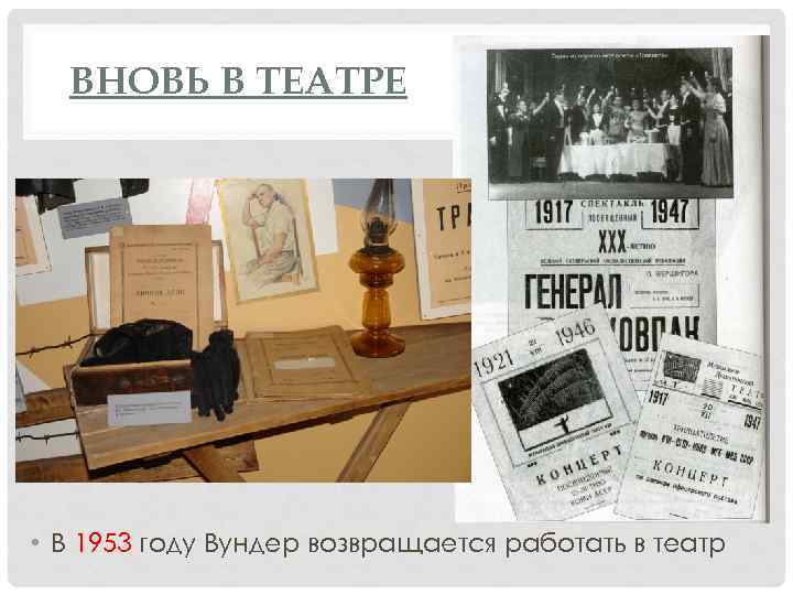 ВНОВЬ В ТЕАТРЕ • В 1953 году Вундер возвращается работать в театр 