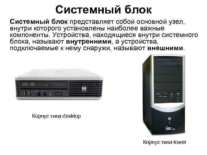 Системный блок представляет собой основной узел, внутри которого установлены наиболее важные компоненты. Устройства, находящиеся