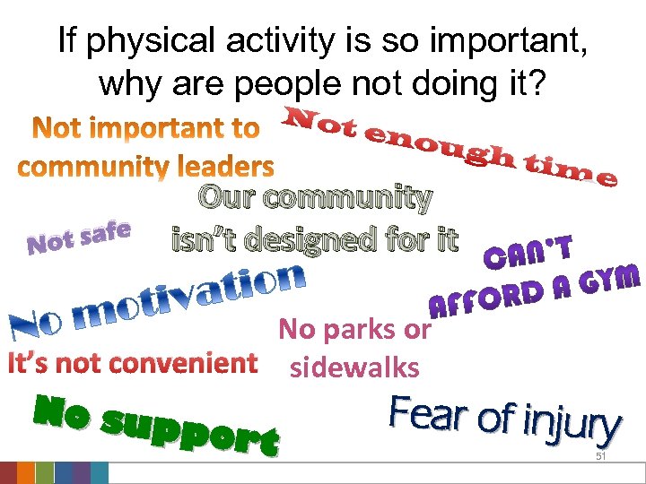 If physical activity is so important, why are people not doing it? Not e