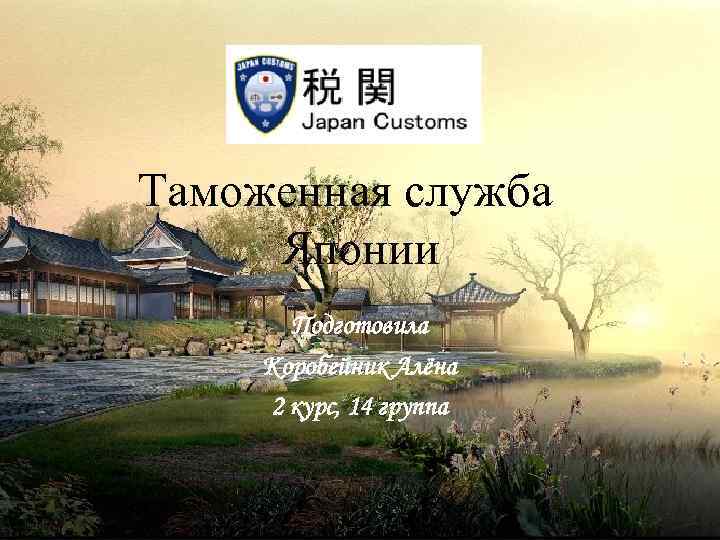 Таможенная служба Японии Подготовила Коробейник Алёна 2 курс, 14 группа 