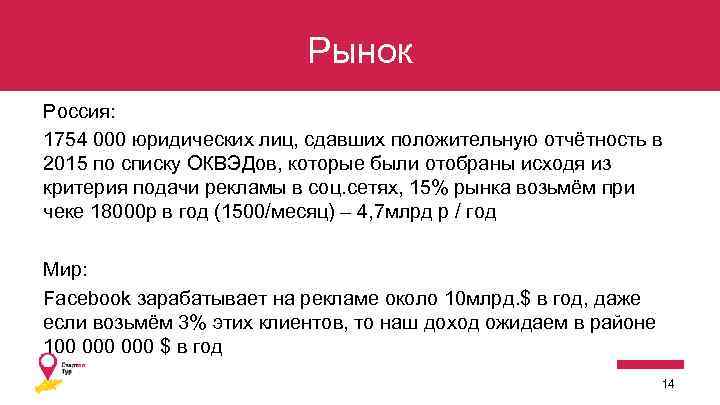 Рынок Россия: 1754 000 юридических лиц, сдавших положительную отчётность в 2015 по списку ОКВЭДов,