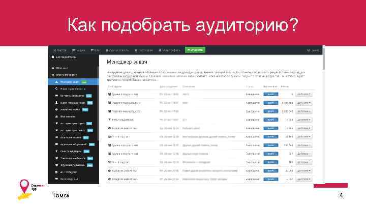 Как подобрать аудиторию? Томск 4 