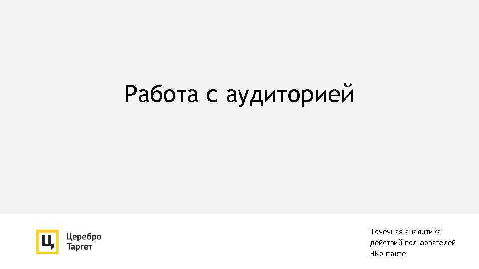 Работа с аудиторией Точечная аналитика действий пользователей ВКонтакте 