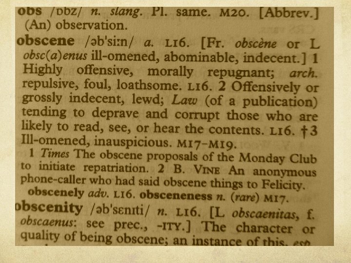 Obscenity Preposterousness: 