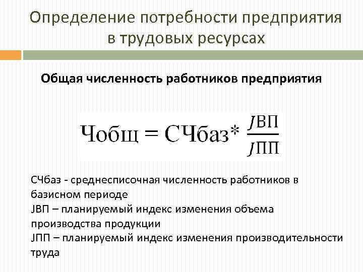 Потребности завода. Потребность в трудовых ресурсах на предприятии. Как рассчитать потребность в трудовых ресурсах. Потребность в трудовых ресурсах формула. Определение потребности предприятия в трудовых ресурсах.