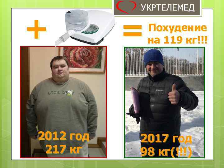 + 2012 год 217 кг УКРТЕЛЕМЕД = Похудение на 119 кг!!! 2017 год 98