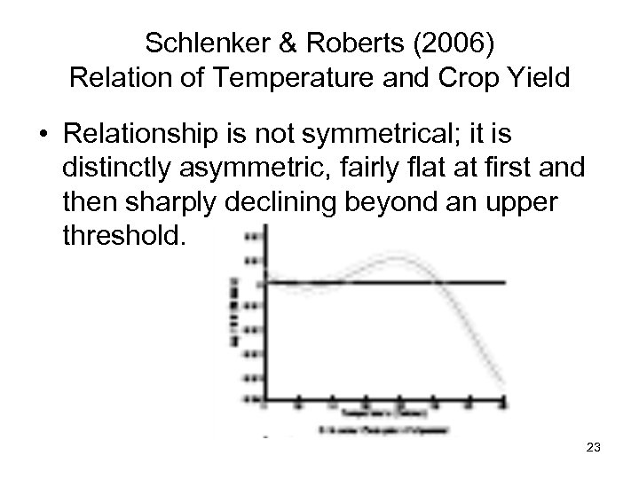 Schlenker & Roberts (2006) Relation of Temperature and Crop Yield • Relationship is not