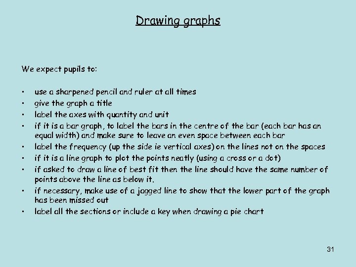 Drawing graphs We expect pupils to: • • • use a sharpened pencil and