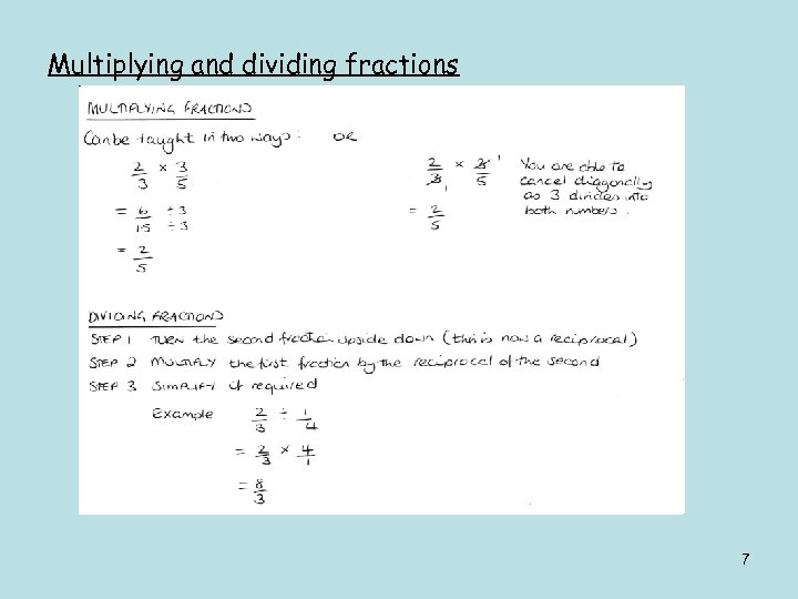 Multiplying and dividing fractions 7 