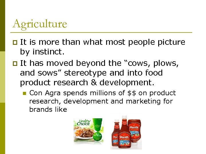 Agriculture It is more than what most people picture by instinct. p It has