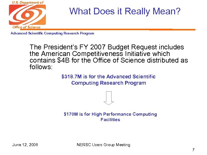 U. S. Department of Energy What Does it Really Mean? Office of Science Advanced