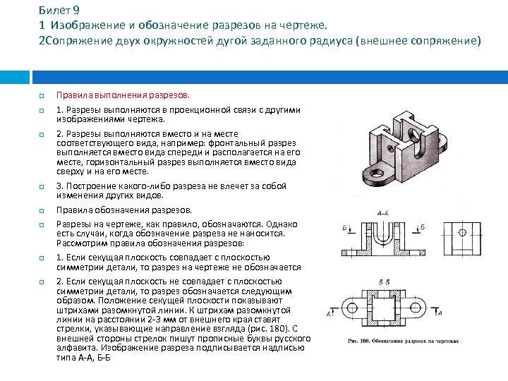 Изображение разреза на чертеже