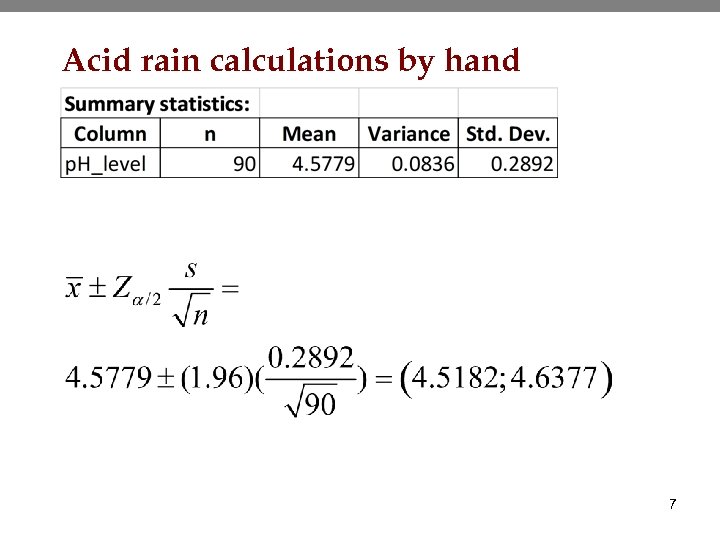 Acid rain calculations by hand 7 