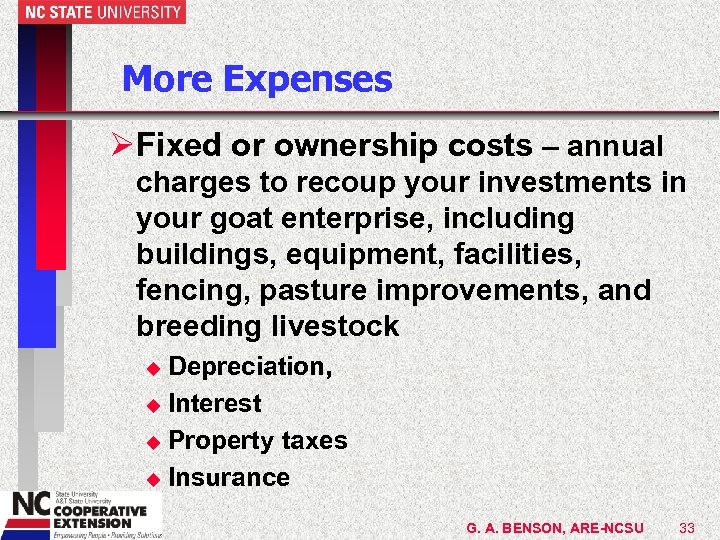 More Expenses ØFixed or ownership costs – annual charges to recoup your investments in