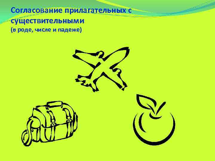 Согласование прилагательных с существительными (в роде, числе и падеже) 