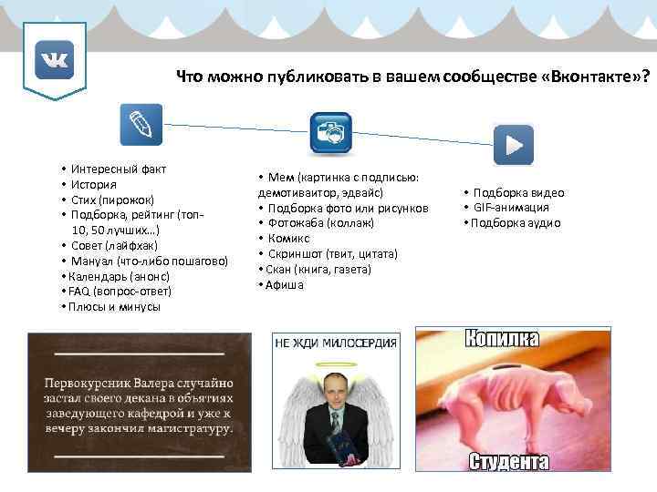 Что можно публиковать в вашем сообществе «Вконтакте» ? • Интересный факт • История •
