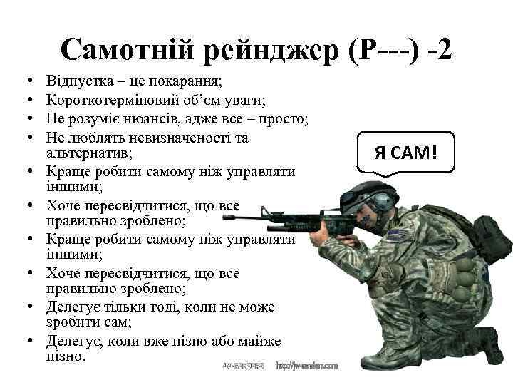 Самотній рейнджер (P---) -2 • • • Відпустка – це покарання; Короткотерміновий об’єм уваги;
