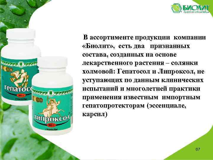  В ассортименте продукции компании «Биолит» , есть два признанных состава, созданных на основе