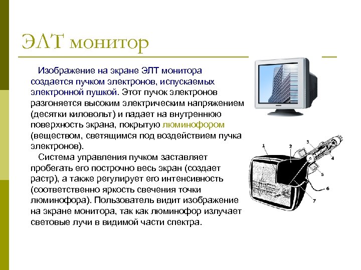 Структура изображения на экране дисплея создается из