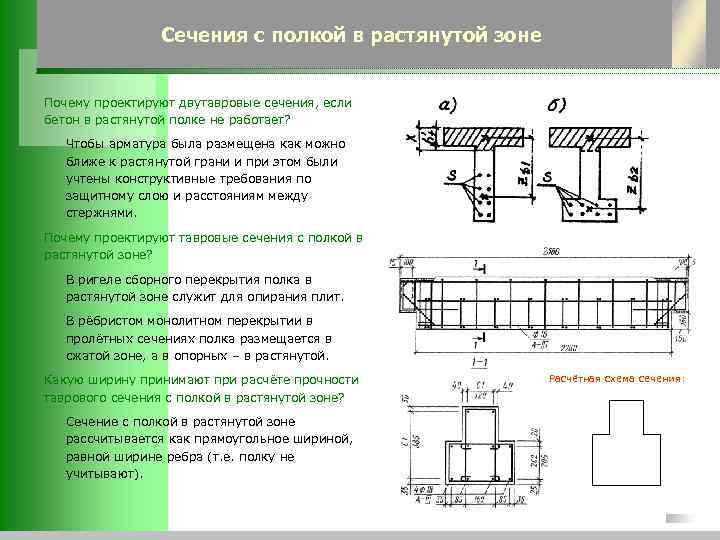 Расчет таврового сечения с полкой в растянутой зоне