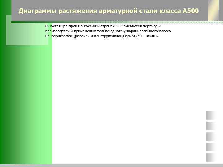 Диаграммы растяжения арматурной стали класса А 500 В настоящее время в России и странах