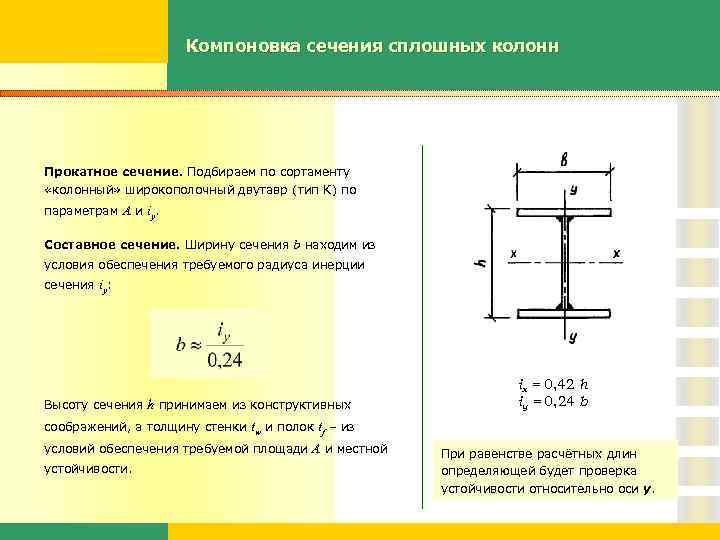 Момент инерции стенки двутавра формула