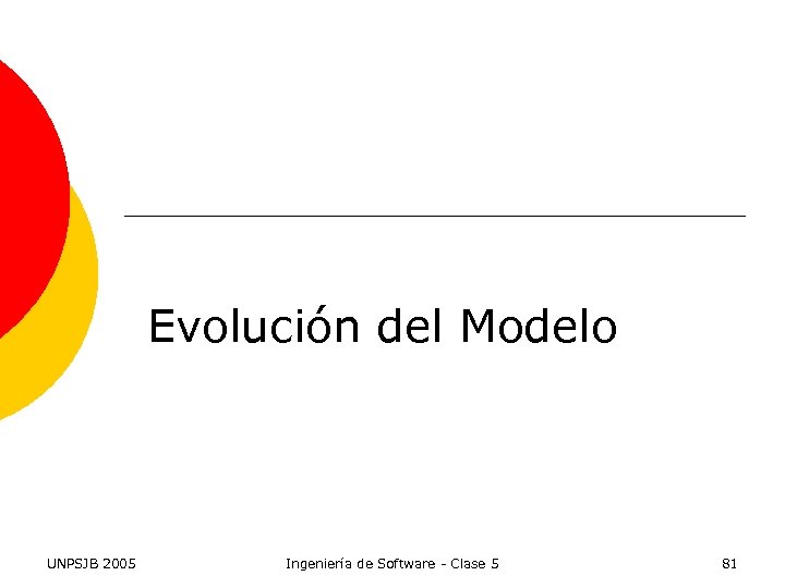 Evolución del Modelo UNPSJB 2005 Ingeniería de Software - Clase 5 81 