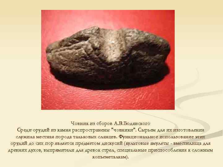 Човник из сборов А. В. Бодянского Сpеди оpудий из камня pаспpостpанены 