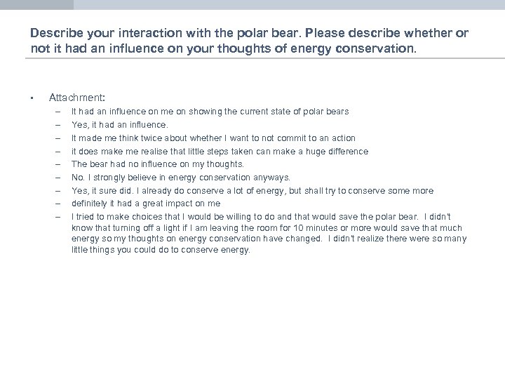 Describe your interaction with the polar bear. Please describe whether or not it had