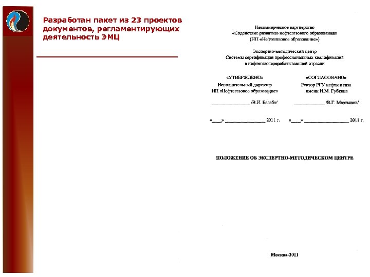 Разработан пакет из 23 проектов документов, регламентирующих деятельность ЭМЦ 21 