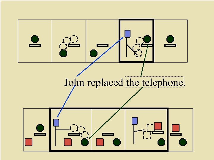 John replaced the telephone. 