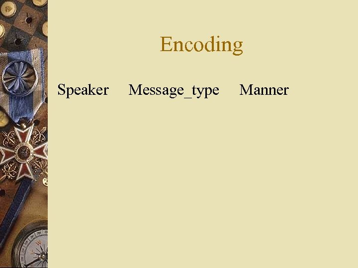 Encoding Speaker Message_type Manner 
