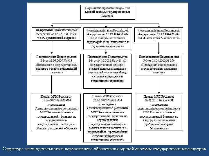 Структура законодательного и нормативного обеспечения единой системы государственных надзоров 