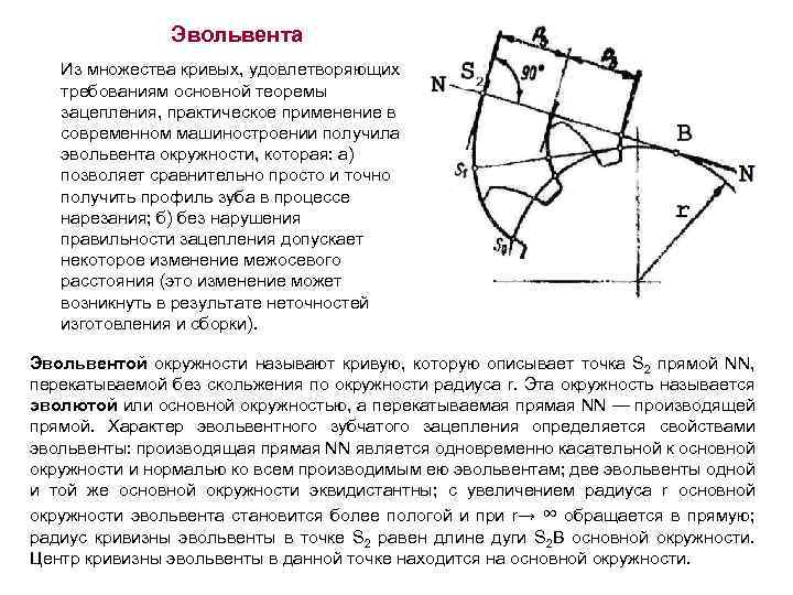 Эвольвента Из множества кривых, удовлетворяющих требованиям основной теоремы зацепления, практическое применение в современном машиностроении