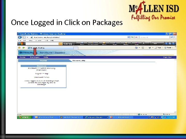 Once Logged in Click on Packages 