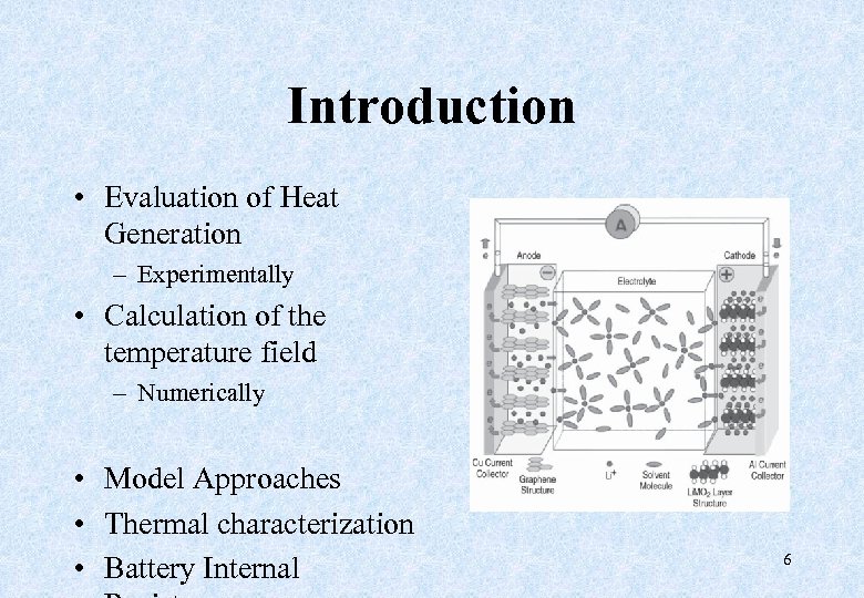 Introduction • Evaluation of Heat Generation – Experimentally • Calculation of the temperature field