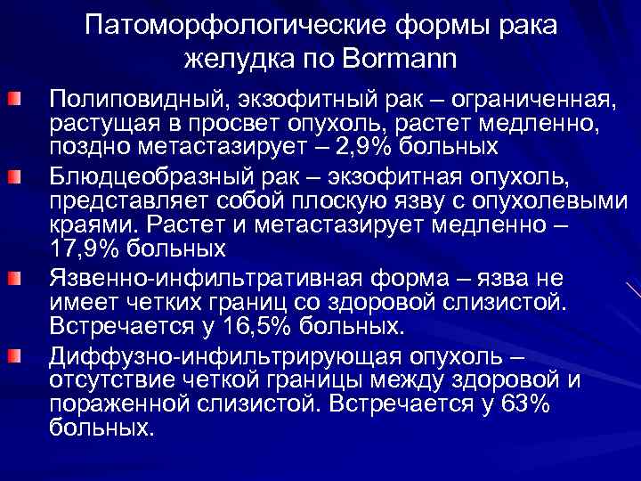 Формы рака. Полиповидная опухоль желудка. Формы роста опухоли по Bormann. Полиповидное образование желудка. Патоморфологическая классификация опухолей.