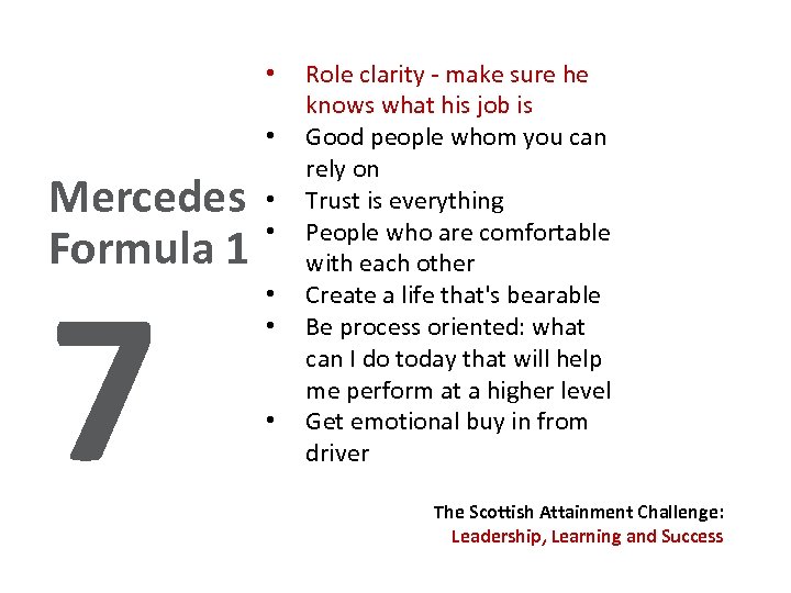  • • Mercedes Formula 1 7 • • • Role clarity - make