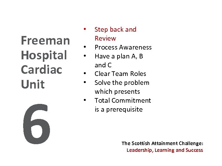Freeman Hospital Cardiac Unit 6 • • • Step back and Review Process Awareness