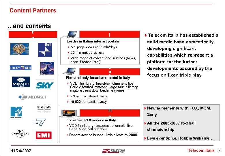 Content. P Partners . . and a r contents t n e r s